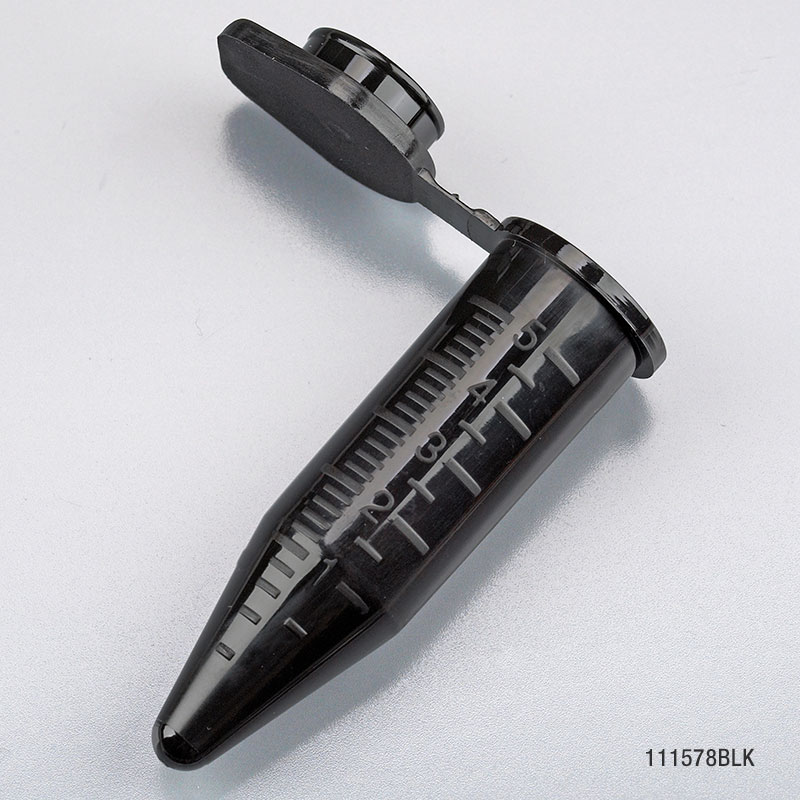 Globe Scientific Diamond Midi Centrifuge Tube, 5.0mL, PP, Attached Snap Cap, Graduated, Midnight Light Blocking Black, 50/Bag, 4 Bags/Unit Image